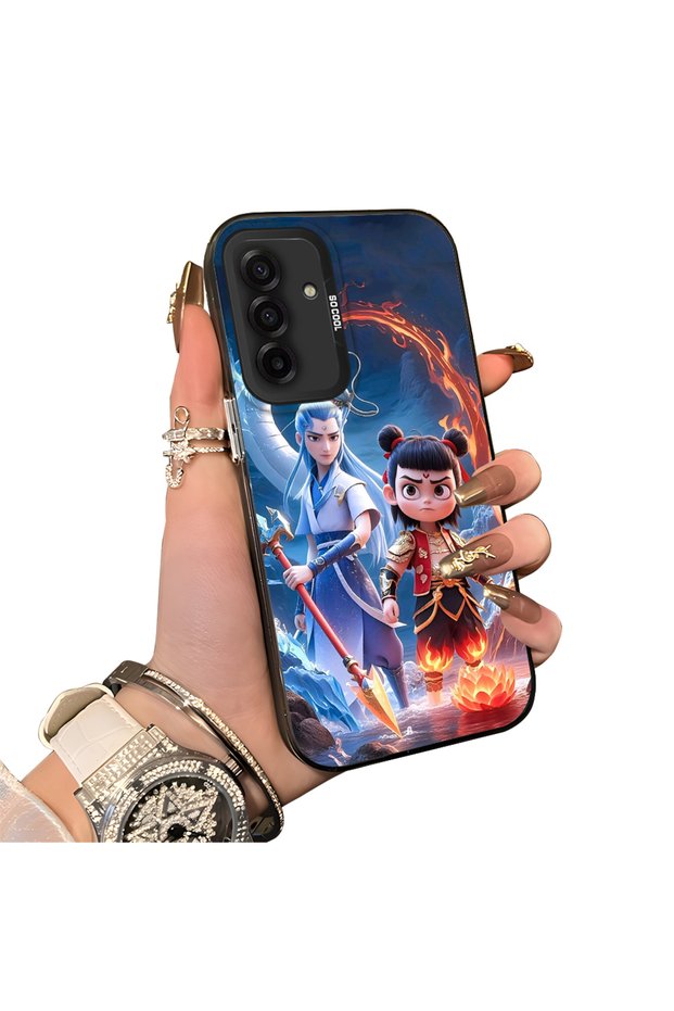 Samsung Galaxy A17 Compatible Silicone Edge Hard Back Case Nezha Patterned Couple Phone Case