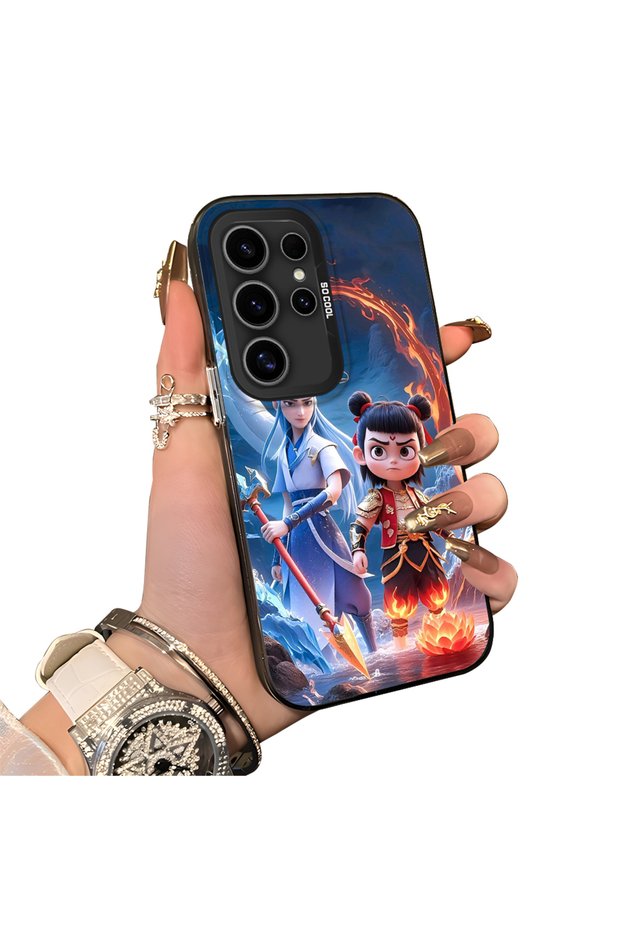 For Samsung Galaxy S24 Ultra Compatible Silicone Edge Hard Back Case Nezha Patterned Couple Phone Case