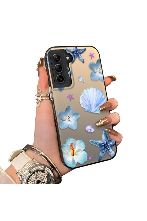 Samsung Galaxy S21 Fe Compatible Silicone Edge Hard Back Case Sea Star Patterned Phone Case