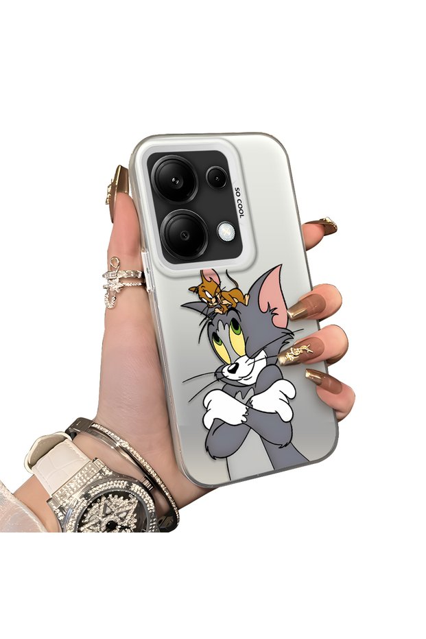 Redmi Note 14S Compatible Silicone Edge Hard Back Case Mouse Pattern Couple Phone Case