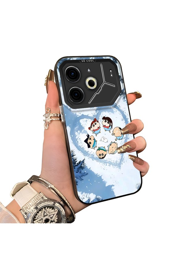 Tecno Pova 6 Compatible Silicone Edge Hard Back Case Anime Pattern Couple Phone Case