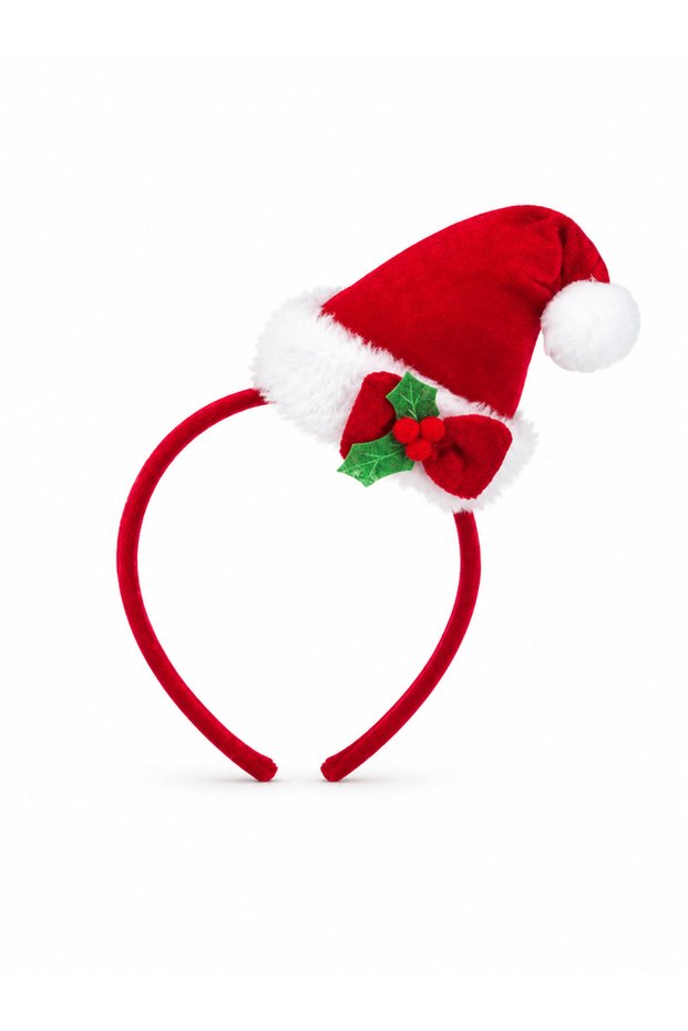New Year's Crown Santa Claus Hat Red Party and Costume Crown with Kokina Detail
