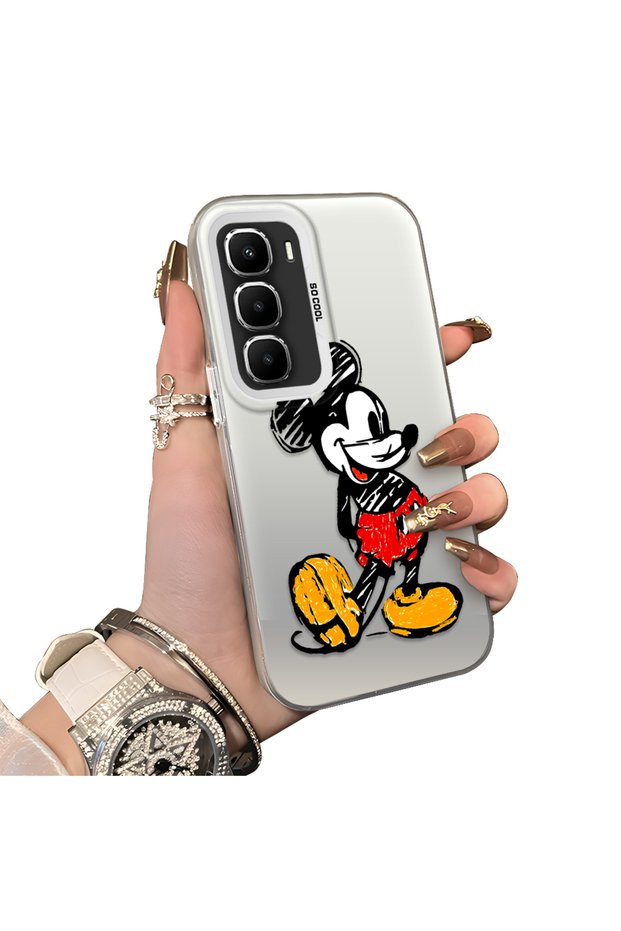 Infinix Hot 60 Pro Compatible Silicone Edge Hard Back Case Mickey Pattern Couple Phone Case