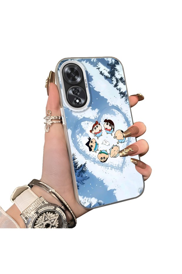 Oppo A60 Compatible Silicone Edge Hard Back Case Anime Pattern Couple Phone Case
