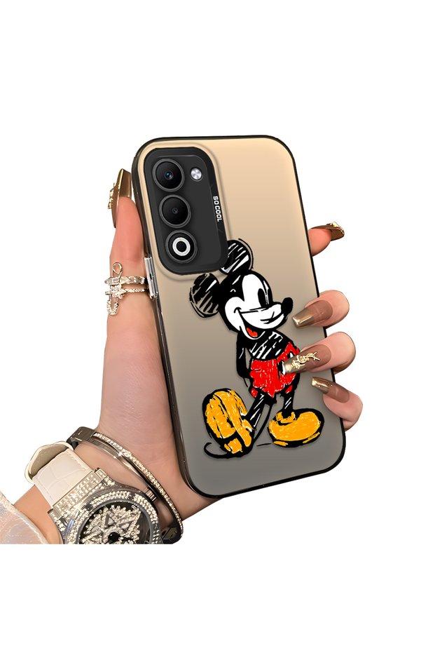 Oppo A5 4g Compatible Silicone Edge Hard Back Case Mickey Patterned Couple Phone Case