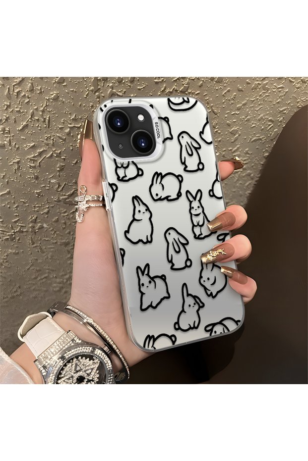 iPhone 15 Compatible Children's Style Cute Rabbit Case, Comprehensive Protection, Responsive Keys