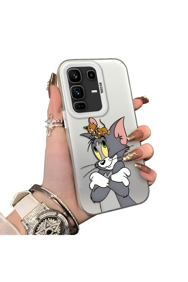 Infinix Note 50 Pro Plus Compatible Silicone Edge Hard Back Case Mouse Patterned Couple Phone Case