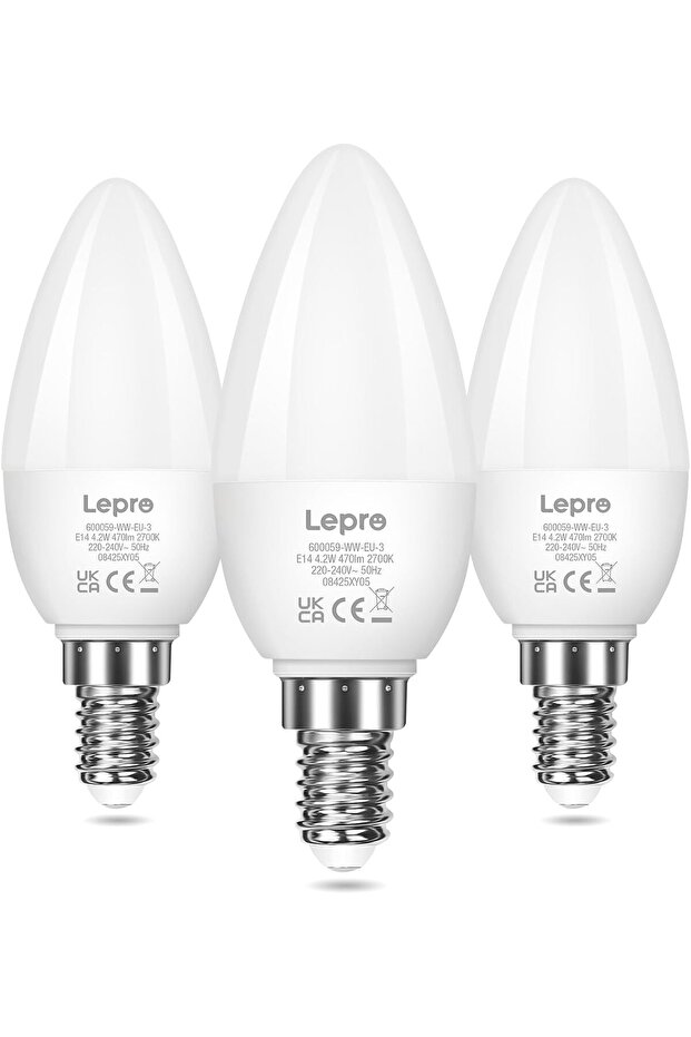 E14 LED Light Bulb, Small Edison Screw SES Candle Bulbs, 4.9W 470lm, 40W Equivalent E14 Bulb, Warm White 2700K E14 LED Bulb, Energy Saving Candle Light Bulbs, Non-dimmable, Pack of 3