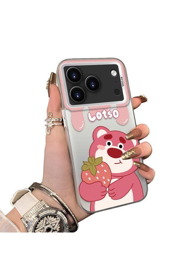 iPhone 17 Pro Max Compatible Silicone Edge Hard Back Case Lotso Patterned Couple Phone Case
