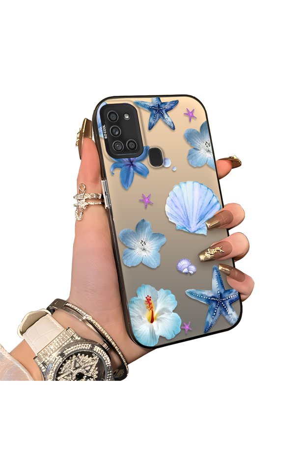 Samsung Galaxy A21S Compatible Silicone Edge Hard Back Case Sea Star Patterned Phone Case