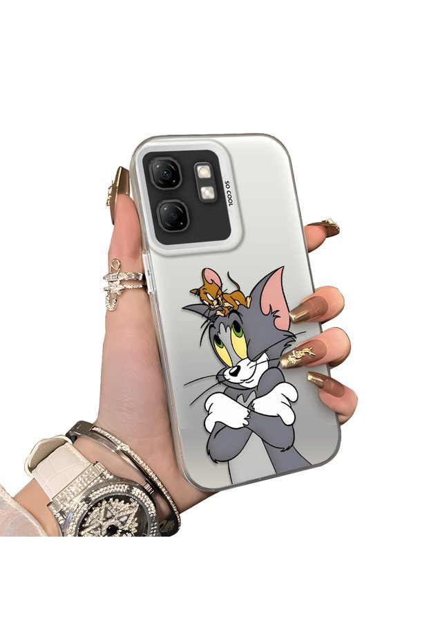 Infinix Smart 9 Compatible Silicone Edge Hard Back Case with Mouse Pattern for Lovers Couple Phone Case