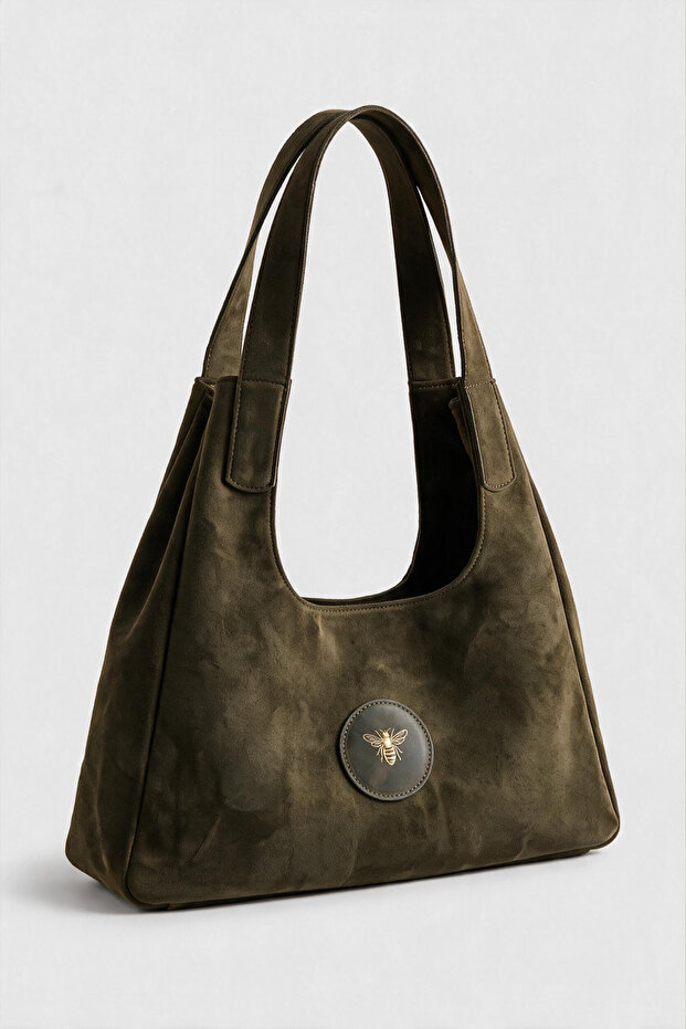 Brown Bee Model Suede Women's Shoulder Bag - Women's Suede Waterproof Shoulder Bag