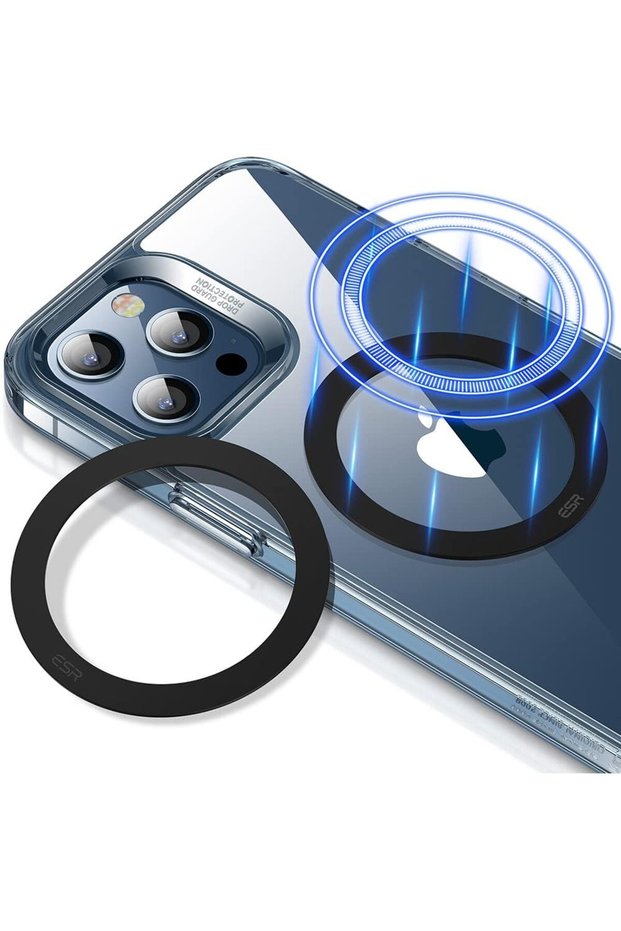 حلقة هالو لوك المغناطيسية لـ MagSafe، مجموعة ملصقات مغناطيسية عالمية للشحن اللاسلكي، باللون الأسود
