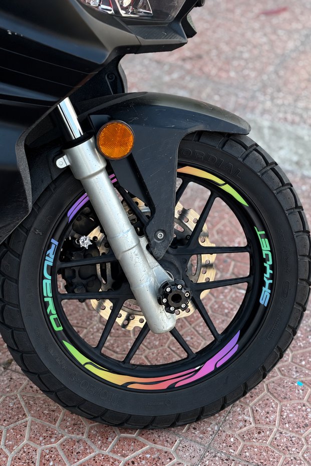 16 Pieces Wheel Rim Stripe Sticker Set for Skyjet Rivero Scooter (Front-Rear Enough)