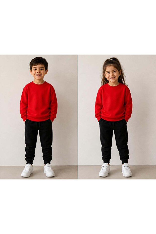 Long sleeve unisex kids plain red sweatshirt