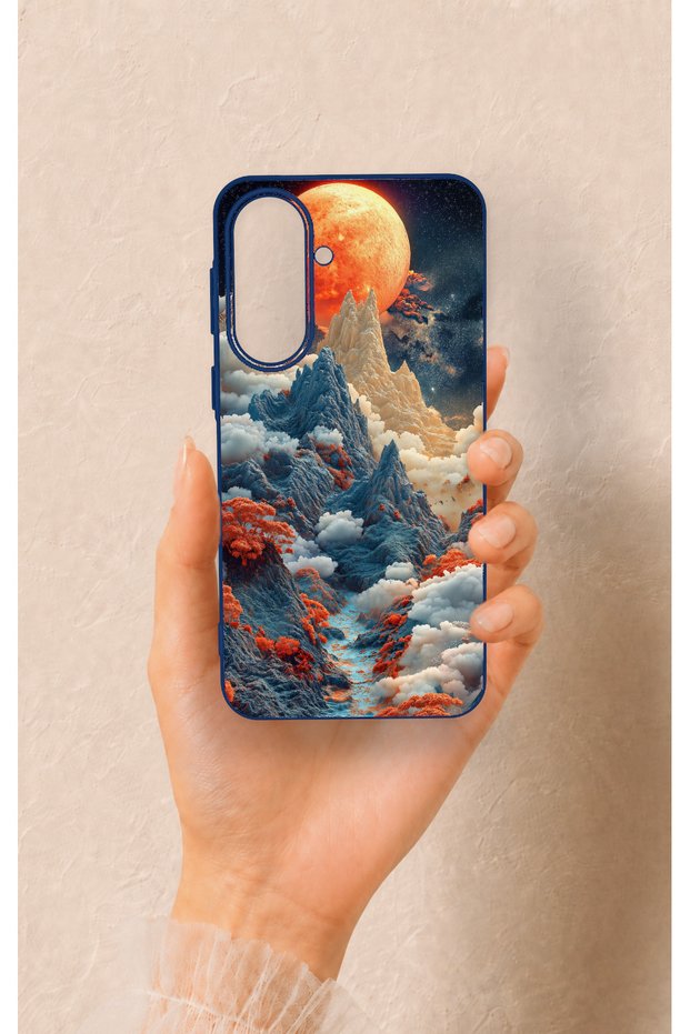 Samsung A37 Compatible Red Moon Patterned Silicone Case