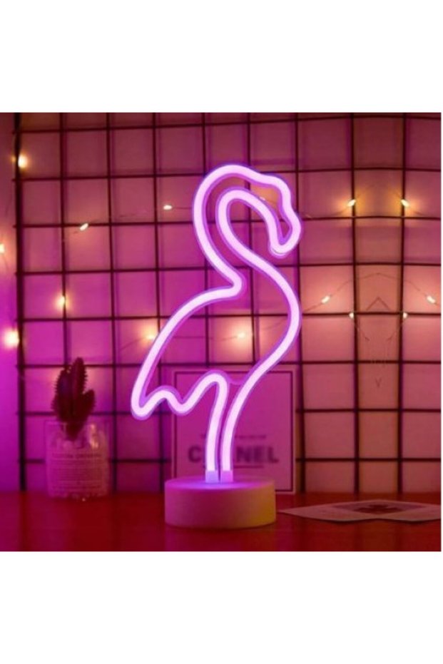 Neon Light Flamingo Written Desk Night Lamp