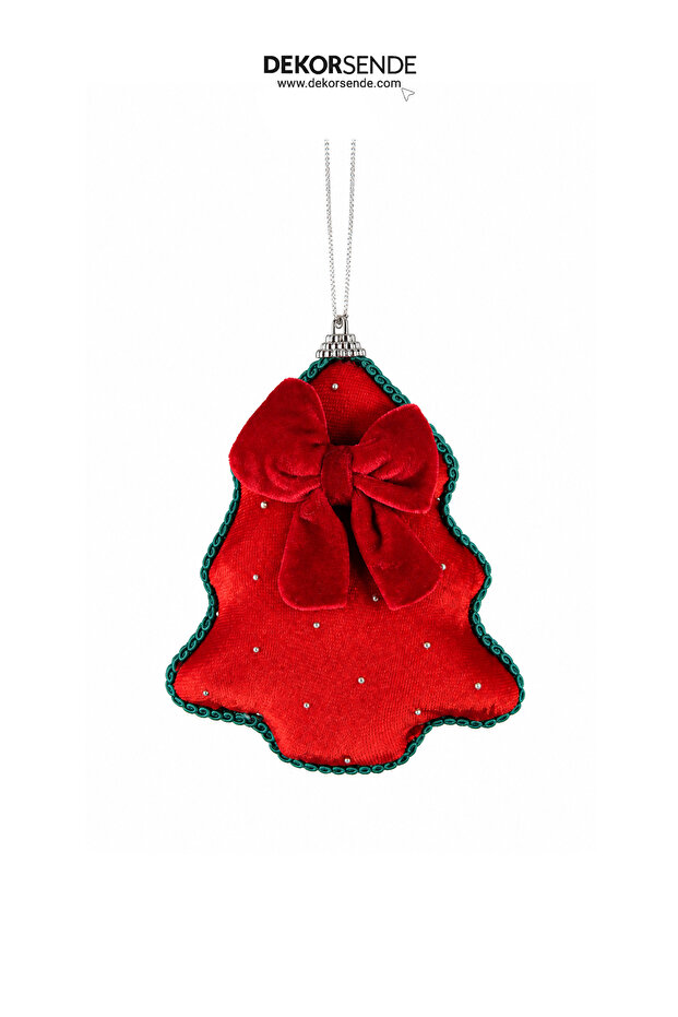 Christmas Tree Ornament Pine Tree Model Soft Velvet Red 15 cm