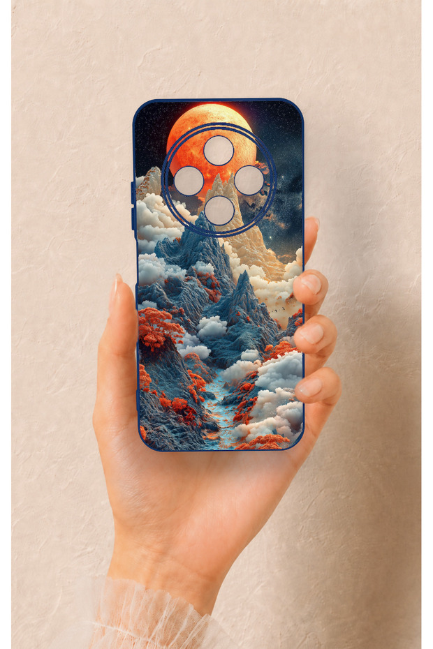 Tecno Spark 30C Compatible Red Moon Patterned Silicone Case