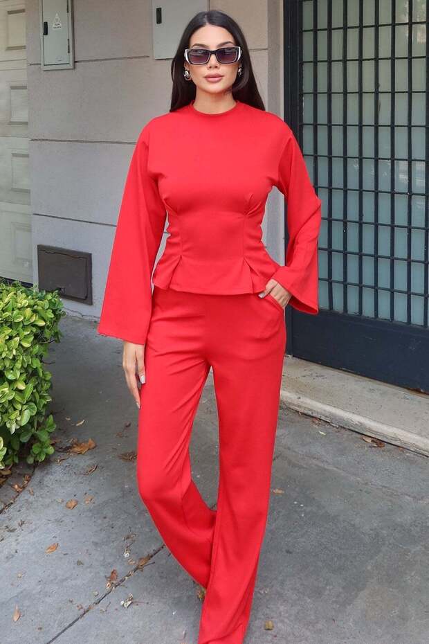 Oysho Fabric Flounce Set Red