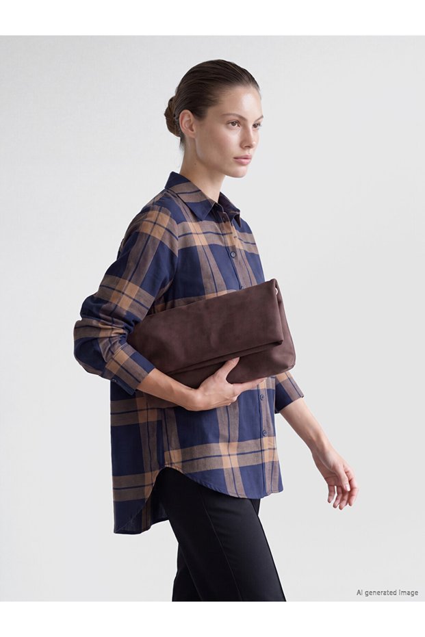 Lcw Everyday Navy Blue Plaid Women's Lumberjack Shirt