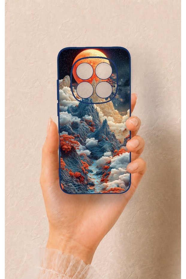 Redmi Note 15 Pro 5g Compatible Red Moon Pattern Silicone Case