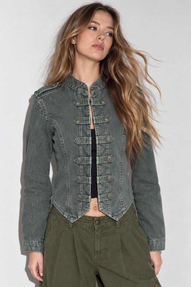 Düğmeli Denim Ceket