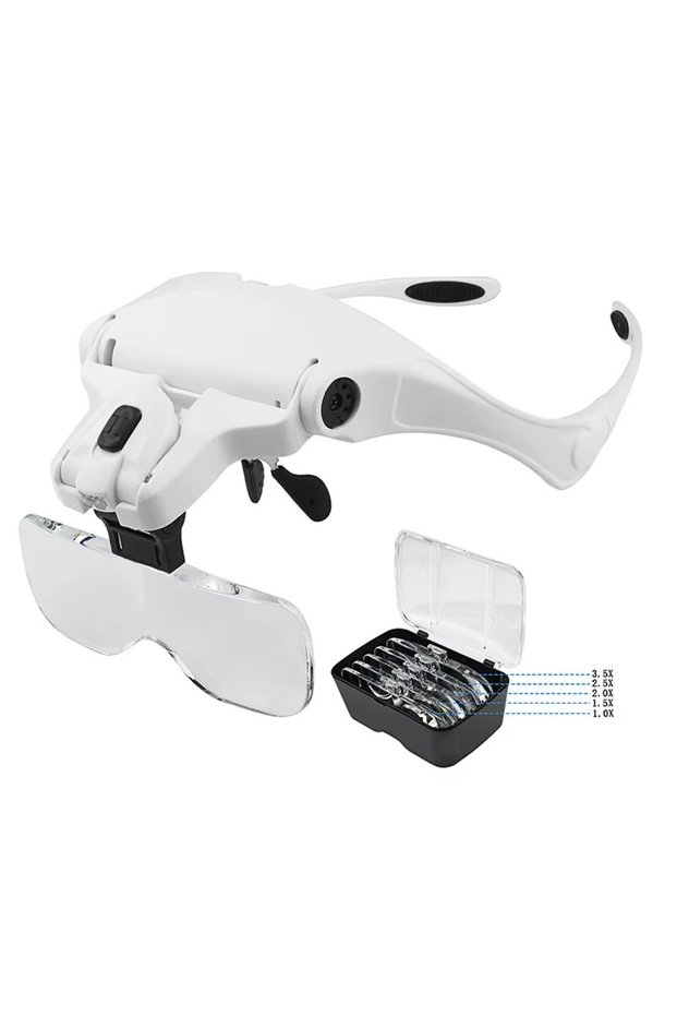 5-Lens 2-Led Lighted Head Magnifier – Glasses-Type Magnifying Glass