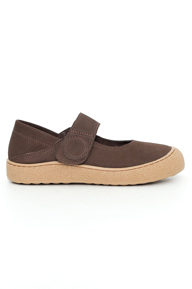 Genuine Nubuck Leather Brown Casual Women's Shoes - Z230