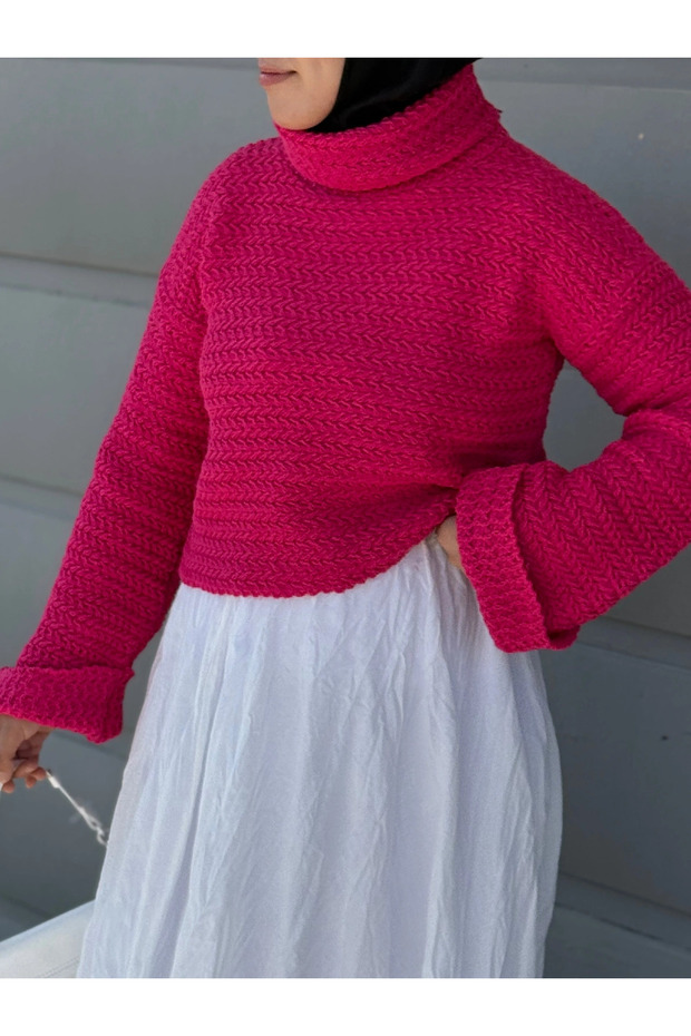 Full Fisherman Sweater - 98365 - Fuchsia