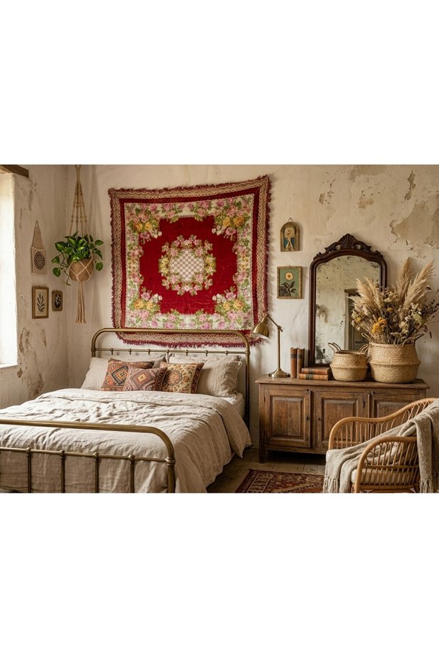 Burgundy Colored Floral Patterned Velvet Table Cloth and Multi-Purpose Decorative Cover 140X140 cm Za87L