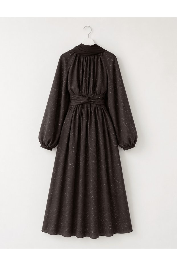Shimmering Belted Dress - 5169 - Bitter Brown
