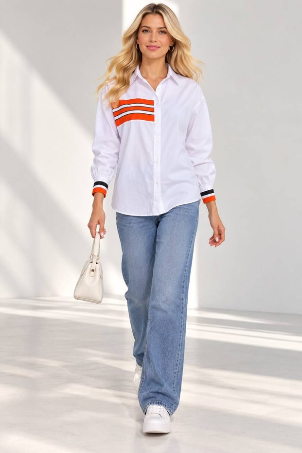 Women's Plus Size Striped Detailed Shirt