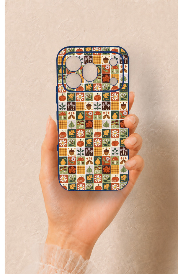 Honor 600 Pro Compatible Autumn Themed Patchwork Patterned Silicone Case
