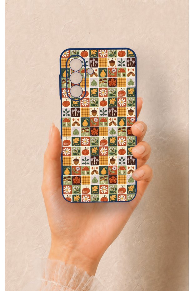 Samsung A17 Compatible Autumn Themed Patchwork Patterned Silicone Case