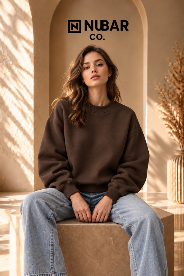 Nubarco Unisex Crew Neck Sweatshirt 3 Yarn Colors Winter Cotton