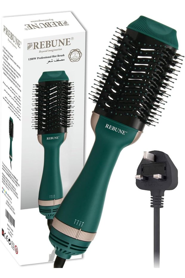 RE-2513 1200W Hair Styler Hot Air Styler One-Step Volumizer Hair Dryer Brush Green