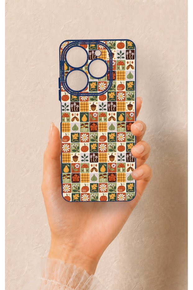 Tecno Spark 10 Pro Compatible Autumn Themed Patchwork Patterned Silicone Case