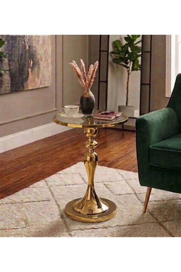 Modern Round Gold Side Table