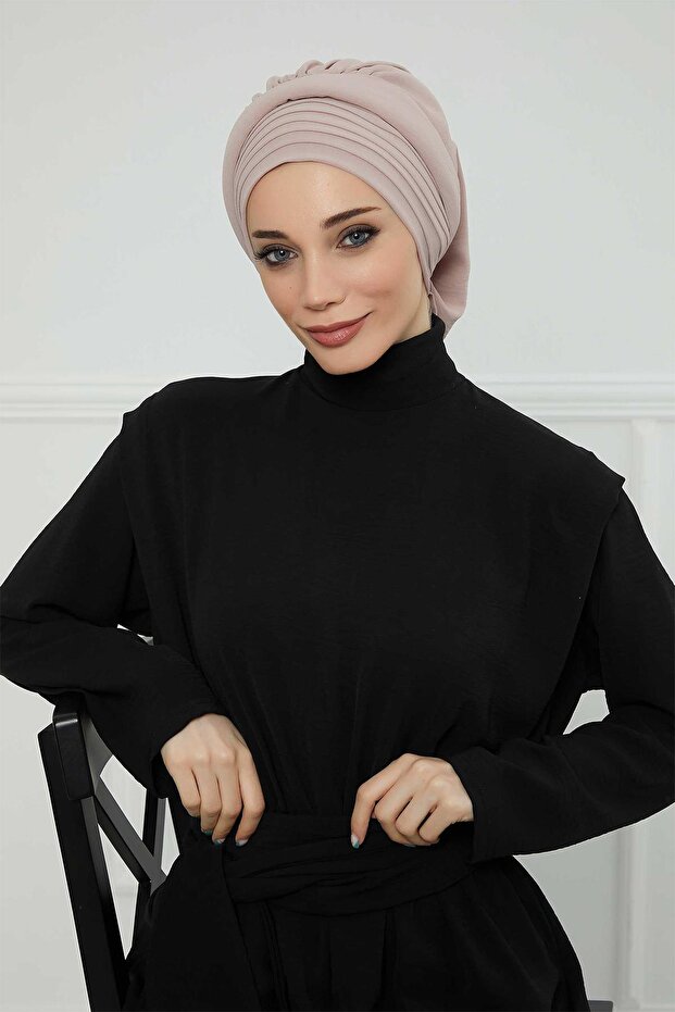 Pleated Design Ready-To-Wear Turban, Ht-108A