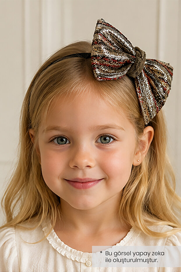 Girl's Tweed Fabric Plaid Pattern Bow Crown