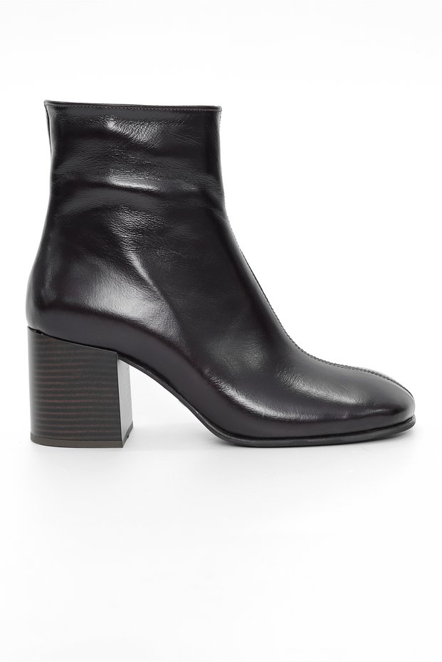 Genuine Patent Leather Heeled Brown Women's Boots -Zb151