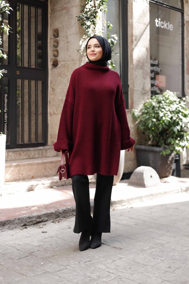 Women's Oversize High Neck Thessaloniki Knit Sweater, Tunic