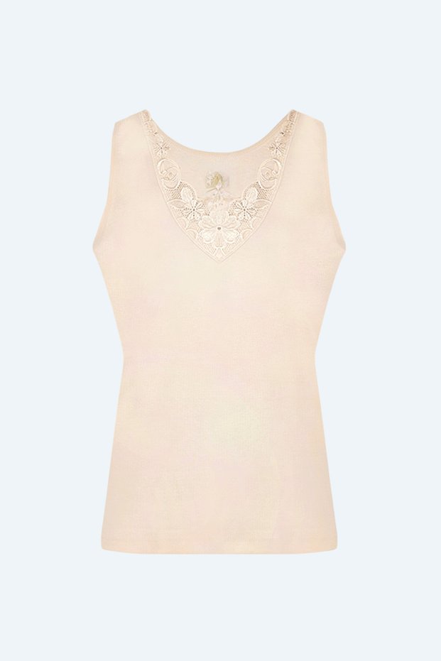 Ten Ribana Güpür Wide Strap Undershirt 166-4 (3 Pieces)