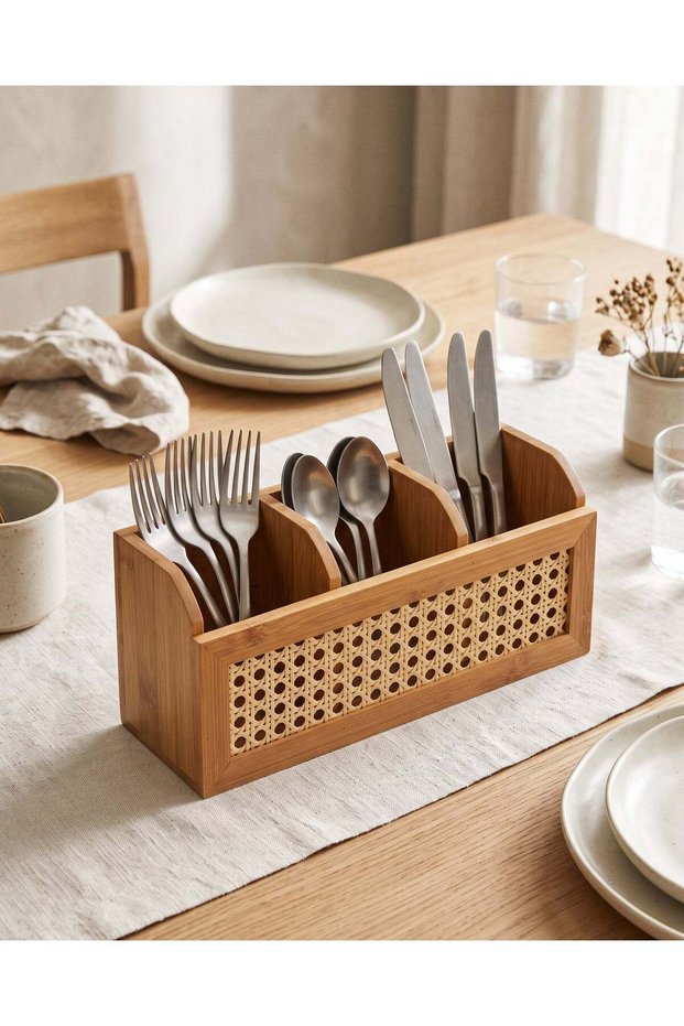 Brown Rectangle Cutlery Holder