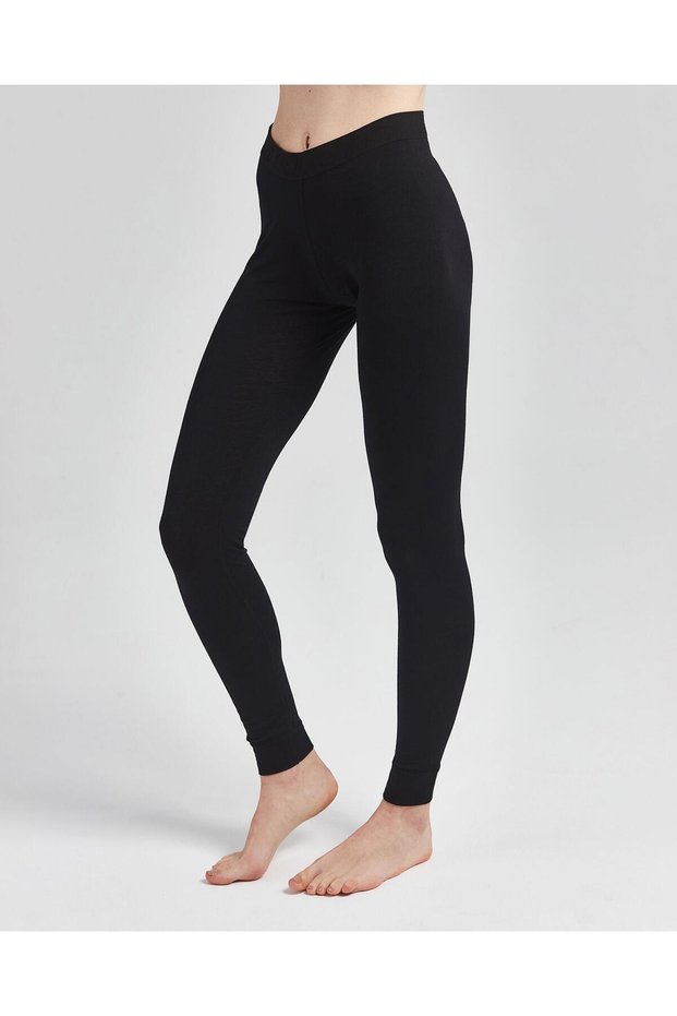 Women's Thermal Bottom Leggings Wool Underwear Black