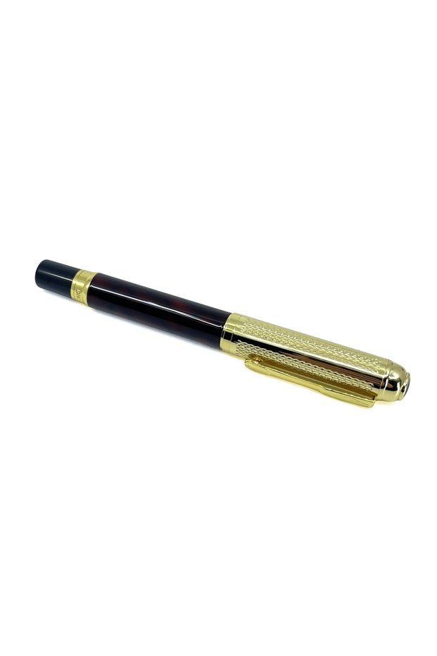 Luxury Design Gold Color Detailed Burgundy Body Metal Ballpoint Rollerball Pen - with Special Gift Box