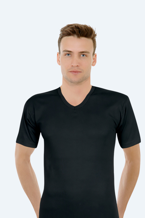 Black Ribana V-Neck 047-2 (3 Pieces)