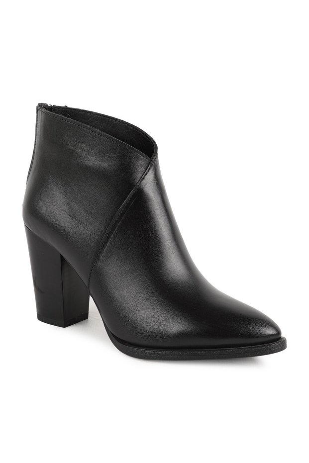 Women's Boots L068.4461 Black Genuine Antique Leather Double-Breasted V-Cut High-Top Pointed/Almond Toe Thick B