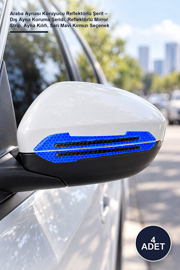 4 Pcs Car Mirror Protector Reflective Strip – Exterior Mirror Protection Strip, Reflective Mirror Strip, Mirror Cover, Yellow Blue Red Option